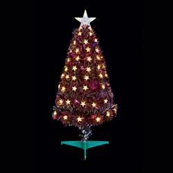 Small Image of Premier 80cm Slim Black Multi Colour Fibre Optic Christmas Tree with White LED Stars (FT178505)