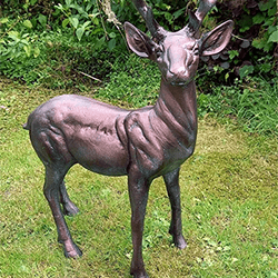 Small Image of Standing Stag Aluminium Sculpture, Buck, 67cm Tall