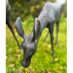 Extra image of Large Cast Stag and Doe Deer Garden Sculptures with Antique Bronze Finish