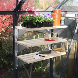 Small Image of Modular Greenhouse Shelving with Timber Slats (Pack of 3)