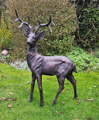 Image of Large Standing Stag Aluminium Ornament - 97cm Tall