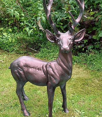 Image of Standing Stag Aluminium Sculpture, Buck, 67cm Tall