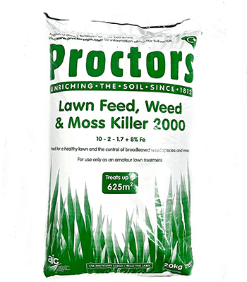 Image of 20kg sack of Proctors Lawn feed, weed and moss killer -
