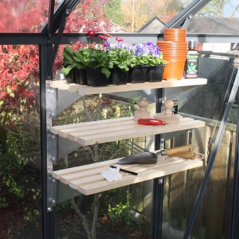 Image of Modular Greenhouse Shelving with Timber Slats (Pack of 3)
