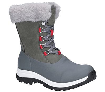 Image of Muck Boot Women's Arctic Apres Lace up Boots in Grey/Red - UK 6