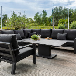 Small Image of LIFE Timber Aluminium Corner Sofa Set in Lava / Graphite- No Extension