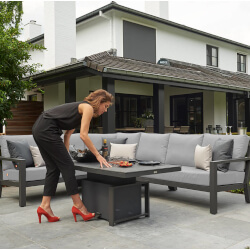 Small Image of LIFE Timber Aluminium Corner Sofa Set in Lava / Mouse Grey - No Extension