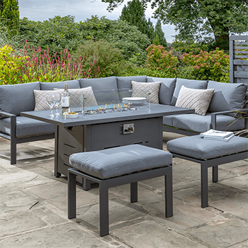 Image of Norfolk Leisure Titchwell Corner Sofa Set with Fire Pit Table in Anthracite