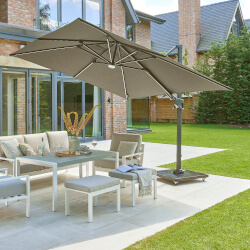 Small Image of Norfolk Leisure Royce Ambassador Square 3m Cantilever Parasol with LED - Soft Grey