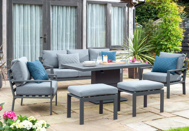 Image of Norfolk Leisure Titchwell Lounge Set with Gas Adjustable Table in Anthracite