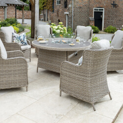 Small Image of Wroxham Round 6 Seater Fire Pit Set in Grey