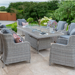 Small Image of Wroxham Rectangular 8 Seat Fire Pit Set in Grey