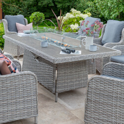 Extra image of Wroxham Rectangular 8 Seat Fire Pit Set in Grey
