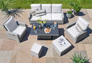 Image of LIFE Hawaii Lounge Sofa Garden Furniture Set - Yacht / Mouse Grey