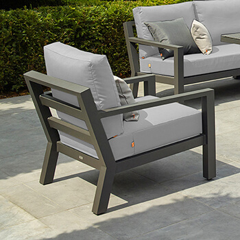 Image of LIFE Timber Cast Aluminium Arm Chair in Lava / Mouse Grey