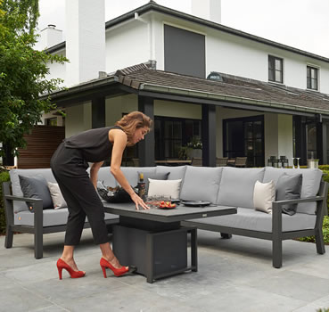 Image of LIFE Timber Aluminium Corner Sofa Set in Lava / Mouse Grey