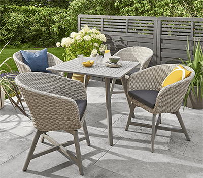 Image of Norfolk Leisure Chedworth 4 Seater Dining Set in Grey
