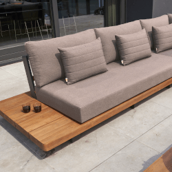 Extra image of Life Fitz Roy Teak Lounge Corner Sofa Set with Soltex Beige Cushions