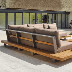 Extra image of Life Fitz Roy Teak Lounge Corner Sofa Set with Soltex Beige Cushions
