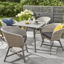 Small Image of Norfolk Leisure Chedworth 4 Seater Dining Set in Grey