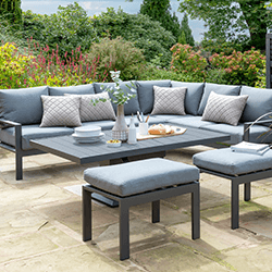 Small Image of Norfolk Leisure Titchwell Corner Sofa Set with Gas Adjustable Table in Anthracite
