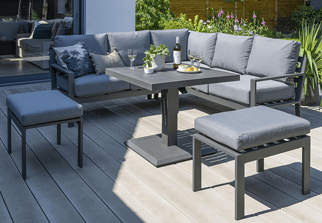 Image of Norfolk Leisure Titchwell Mini Corner Sofa Set with Adjustable Table in Anthracite