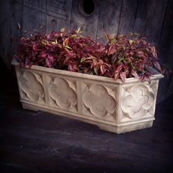 Small Image of Pair of Gothic Trough Stone Garden Planters