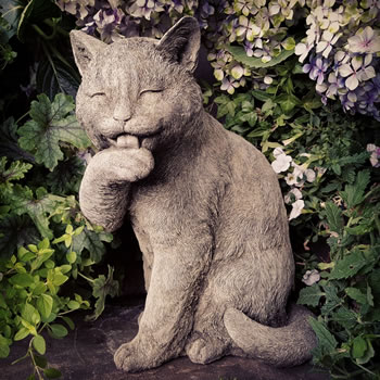 Image of Preening Cat Stone Ornament