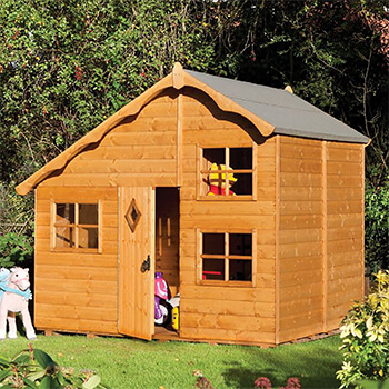 Image of Rowlinson Playaway Swiss Cottage Play House in a Honey-Brown Finish
