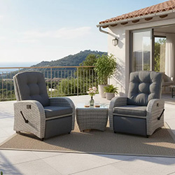 Image of Bellevue Rattan Weave Recliner Set