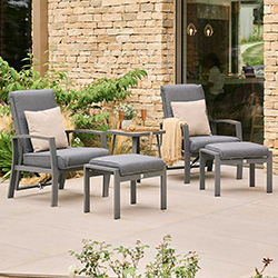 Image of LG Monza 5 Piece Recliner Duet Set with Stools and Side Table