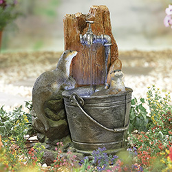 Image of Easy Fountain Playful Otters Garden Water Feature