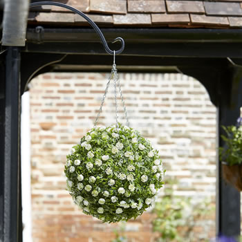 Image of Topiary White Rose Ball - 30cm