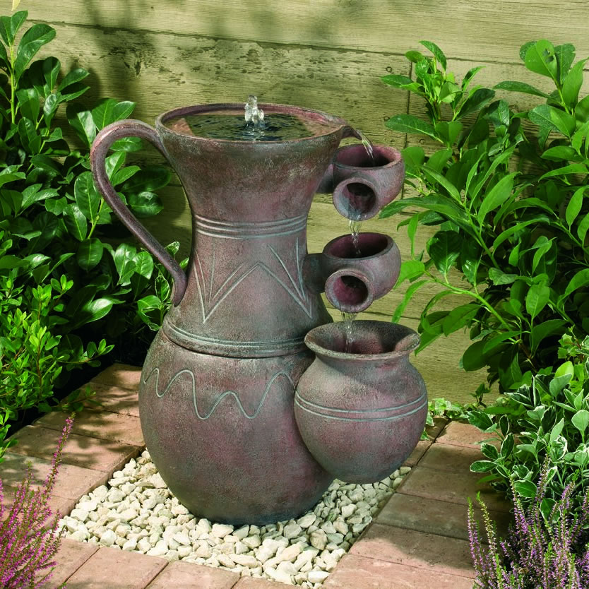 Solar Powered Water Feature Pitcher, Small Solar Powered Water Features Outdoor
