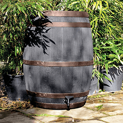 Image of Black Oak Effect Water Butt With Copper Effect Banding - 235 Ltr