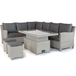 Small Image of Kettler Palma Signature Right Hand Corner Sofa Set with Adjustable Glass Top Table in White Wash/Taupe