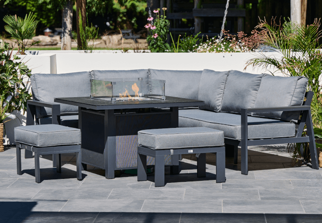 Image of Supremo Melbury Mini Modular Set with Square Firepit Table in Grey