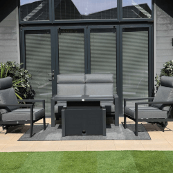 Small Image of Supremo Melbury 2 Seat Reclining Lounge Set with Adjustable Table in Grey