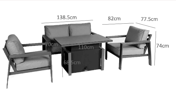 Lounge set dimensions image