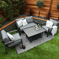 Extra image of Supremo Melbury 2 Seat Lounge Set with Adjustable Table in Charcoal/Slate Grey
