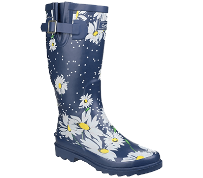 Image of Cotswold Burghley Mid Calf Wellington Boots in Daisy Pattern