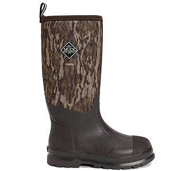 Image of Muck Boots Chore Gamekeeper Tall Wellingtons in Mossy Oak Bottomlands Pattern