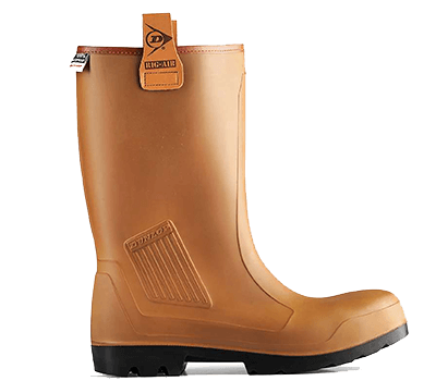 Image of Dunlop Rig Air Fur Lined Full Safety Wellington in Brown