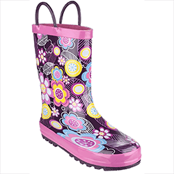 Small Image of Cotswold Puddle Kids' Wellington Boots in Flower Print