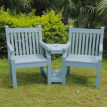 Image of Sandwick Winawood 2 Seater Wood Effect Love Seat -  Blue