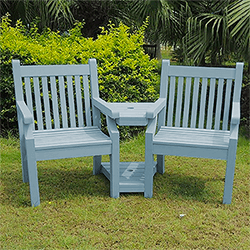 Small Image of Sandwick Winawood 2 Seater Wood Effect Love Seat -  Blue