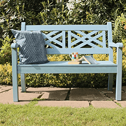 Small Image of Winawood Speyside 2 Seater Wood Effect Garden Bench in Blue