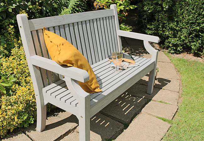 Image of Winawood Sandwick 3 Seater Wood Effect Garden Bench in Stone Grey