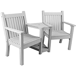 Image of Winawood Sandwick 2 Seater Wood Effect Love Seat - Stone Grey