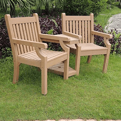 Small Image of Sandwick Winawood 2 Seater Wood Effect Love Seat - Teak Finish